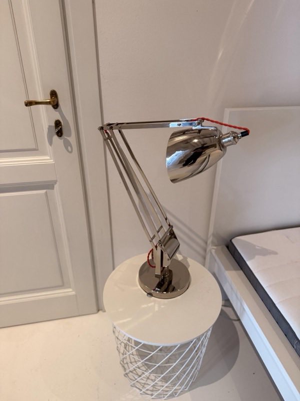 Chrome task lamps, red cord (pair)