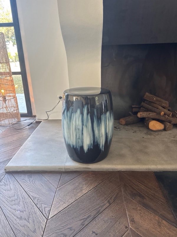 Ceramic garden stool, midnight blue