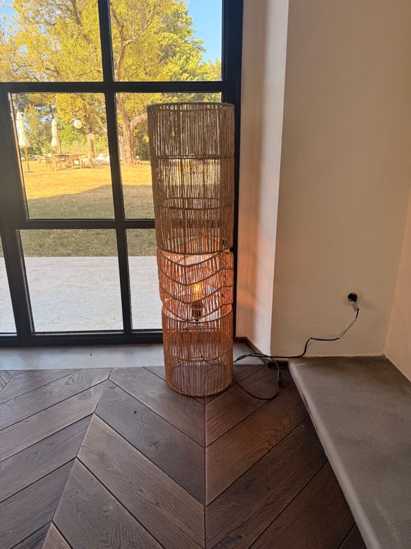 Woven jute floor lamps (pair)