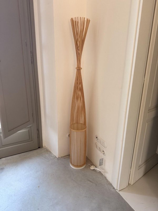 Bamboo sculptural floor lamps (pair)