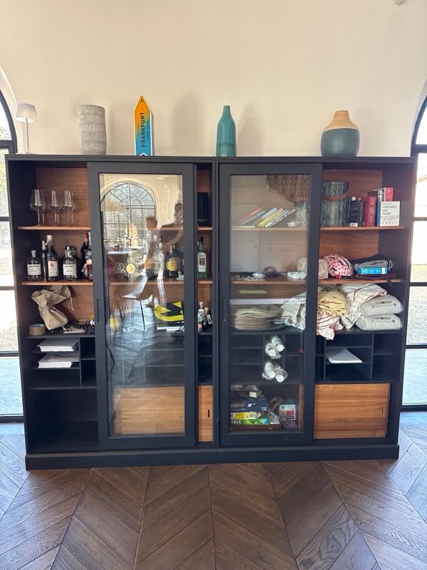 Display cabinet, black & walnut