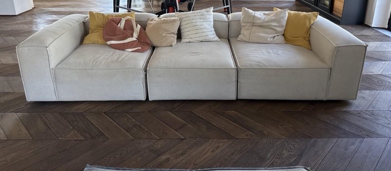 Modular linen sofa, off-white (2 available)